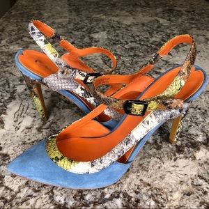 Via Spiga Edwina Suede Snake Print Pump Size 7.5